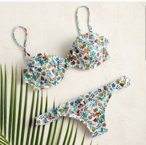 J. Crew Liberty Edenham Ruffle Bikini